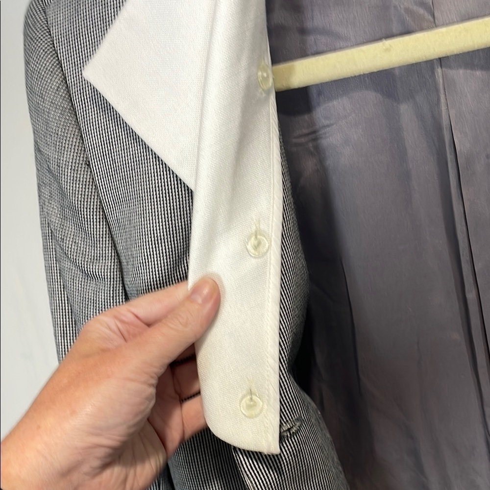 Vintage 80s Power Suit Skirt Set Gray Blazer Office Career Core Size 10 - Picture 11 of 16